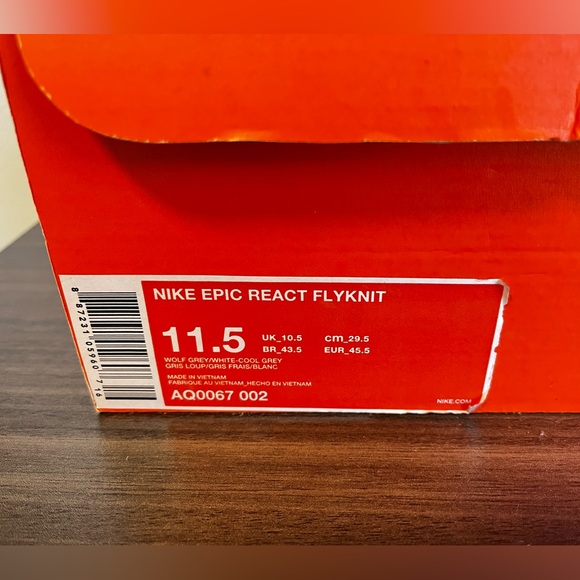 Nike Epic React Flyknit Wolf Grey Men’s Size 11.5 - Picture 7 of 7
